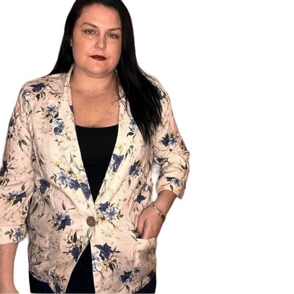 Vintage Haband floral flax blend blazer size small‎ - Picture 2 of 11